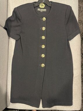 St. John SANTANA KNIT BLACK CARDIGAN Short SLEEVE BLAZER JACKET